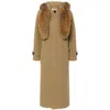 Burberry Faux-fur Trim Long Sleeved Duffle Coat In Brown