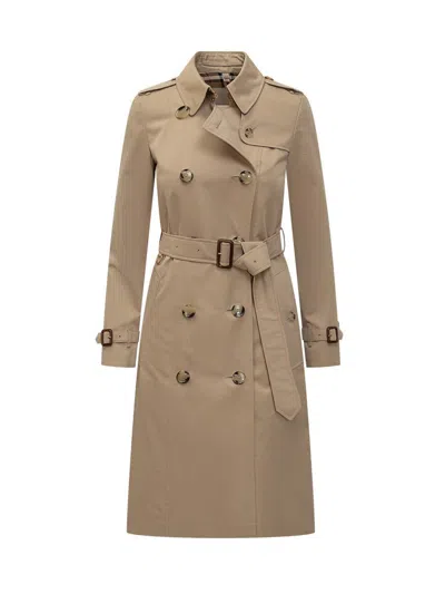 Burberry Double-breasted Cotton Trench Coat In Nude