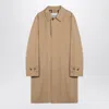 Burberry Long Beige Gabardine Car Coat In Brown