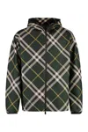 Burberry Check-pattern Zipped Hooded Jacket In Green