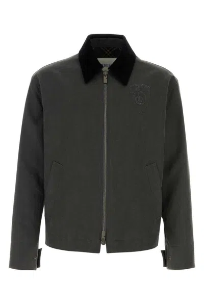 Burberry Mw Zip Through Check Lined Jacket In Grey