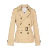 Burberry Short Trench Coat With Belt In Beige