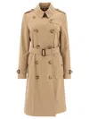 Burberry Women Beige Double-breasted Trench Coat With Matching Belt In Cotton Woman