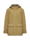 Burberry Padded Nylon Jacket With Hood And Pockets In Beige