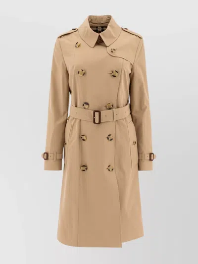 Burberry Coats Belted Waist Double-breasted Epaulettes In Beige