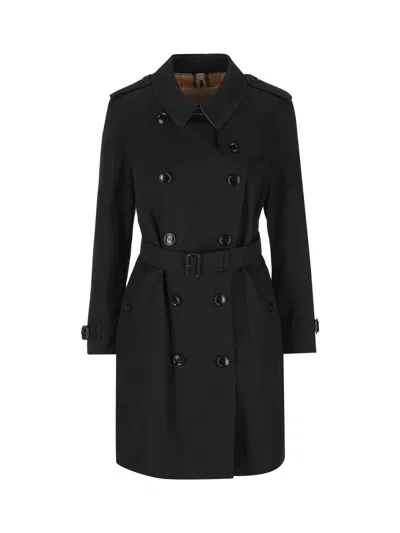Burberry Double-breasted Cotton Coat In Black