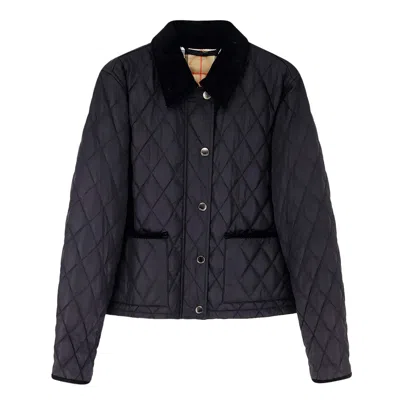 Burberry Women Nylon Jacket With Stitching In Black