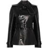 Burberry Short Leather Jacket With Studs And Buckle In Black