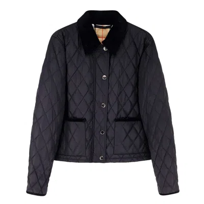 Burberry Women Nylon Jacket With Stitching In Black
