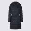 Burberry Double-breasted Kent Long Puffer Coat With Belt In Blue
