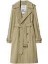 Burberry Double Breasted Belted Trench Coat In Green