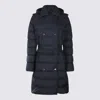 Burberry Double-breasted Kent Long Puffer Coat With Belt In Blue