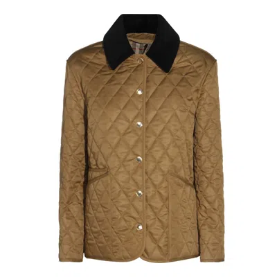 Burberry Camel Down Jacket In Brown
