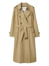 Burberry Waterloo Beige Double-breasted Trench Coat With Classic Collar And Belt Closure In Cotton Woman In Brown