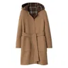 Burberry Hampshire Reversible Hooded Wrap Coat In Brown