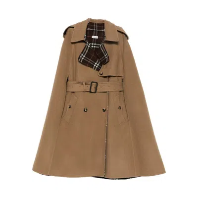 Burberry Belmont Virgin Wool Cape In Brown