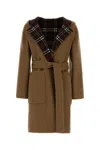 Burberry Reversible Wool Coat Belted Waist In Brown