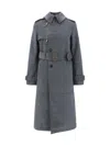 Burberry Grey Cotton Blend Trench Coat Women In Cinder