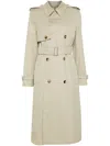 Burberry Trench Coat With Belted Waist And Epaulettes In Lichen