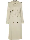 Burberry Trench Coat With Belted Waist And Epaulettes In Lichen