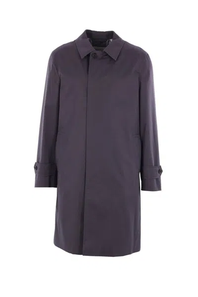 Burberry Black Cotton Coat In Magnet