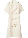 Burberry Waist Belted Short Sleeves Epaulettes Lapels In Pelican