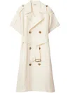 Burberry Waist Belted Short Sleeves Epaulettes Lapels In Pelican