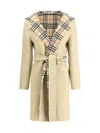 Burberry Checked-detail Wrap Coat In Sand