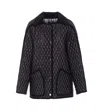 Burberry Quilted Coat With Corduroy Collar And Pockets In Black