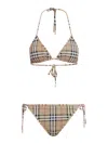 Burberry Check Motif Triangle Bikini Set In Archive Beige Ip Chk