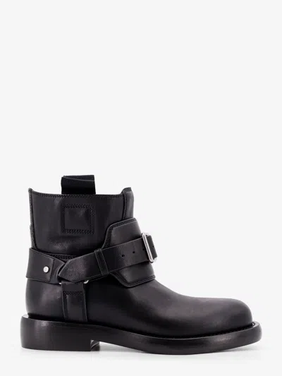 BURBERRY COBBLE LEATHER BOOTS WITH STRAP