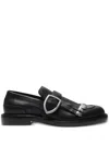 Burberry Cobble Fringe Detailing Leather Loafers In Black