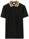 Burberry Cody Polo Shirt With Check Collar In Blue