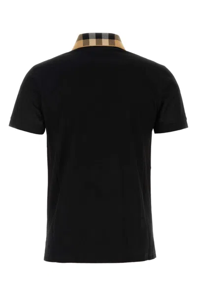 Burberry Slim Fit Check Collar Cotton Polo Shirt Clothing In Black