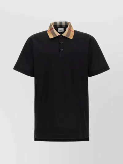 Burberry Slim Fit Check Collar Cotton Polo Shirt Clothing In Blue