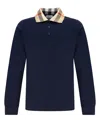 Burberry Cody Long Sleeve Polo Shirt In Blue