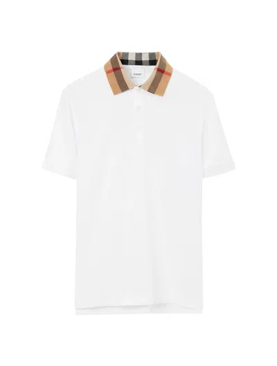 Burberry Vintage Check-collar Cotton Polo Shirt In White