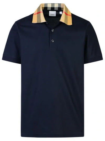 Burberry Cody' Navy Cotton Polo Shirt In Black