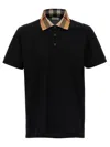 Burberry Cody Polo Shirt With Check Collar In Blue