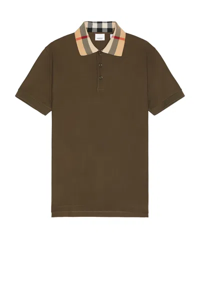 Burberry Checkered-collar Cotton Polo Shirt In Green