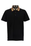 Burberry Cody Polo Shirt With Check Collar In Blue