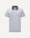 Burberry Check-collar White Polo Shirt With Three-button Placket