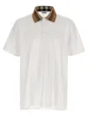Burberry Check Collar Cody Polo Shirt In White