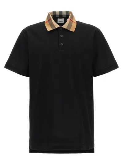 Burberry Slim Fit Check Collar Cotton Polo Shirt Clothing In Blue
