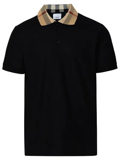 Burberry Slim Fit Check Collar Cotton Polo Shirt Clothing In Blue