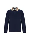 Burberry Cody Long Sleeve Polo Shirt In Smokednavy