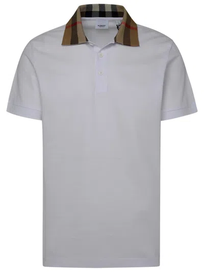 Burberry Cody White Cotton Polo Shirt In Grey