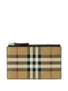 Burberry Check Pattern Coinholder With Top Zip Fastening In Brown