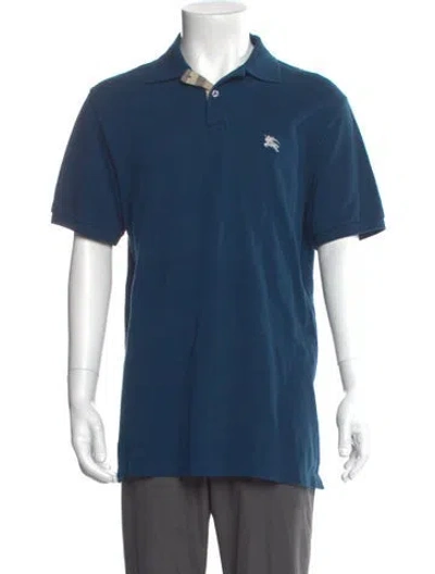 Pre-owned Burberry Collar Short Sleeve Polo Shirt In Blue