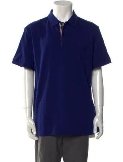 Pre-owned Burberry Collar Short Sleeve Polo Shirt W/ Tags In Blue